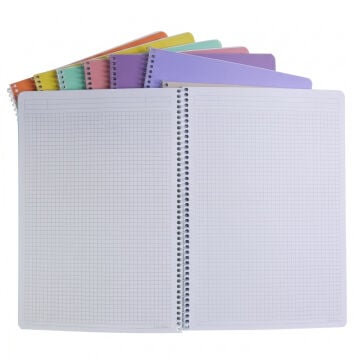 Çınar Uni Note PP Kapak Spiralli Okul Defteri Pastel A4 40yp Kareli