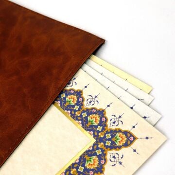 Art Elegant Suni Deri Cepli Yazı Altlığı 25x35cm Desenli Kahverengi