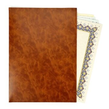 Art Elegant Suni Deri Cepli Yazı Altlığı 25x35cm Desenli Kahverengi