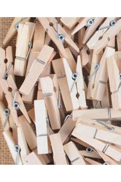 Kraf Kids Ahşap Mandal Naturel Büyük 25li Paket