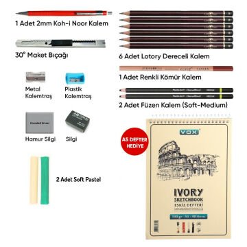 Art Elegant Artist Çizim Eskiz Seti 18 Parça