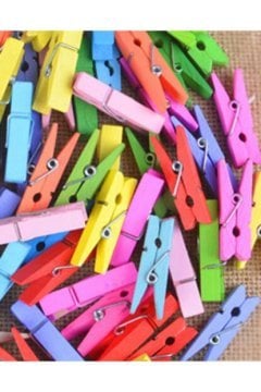 Kraf Kids Ahşap Mandal Renkli Büyük 25li Paket