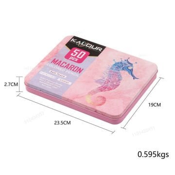 Kalour Kuru Boya Macaron Kalem Seti Metal Kutu 50li