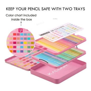 Kalour Kuru Boya Macaron Kalem Seti Metal Kutu 50li