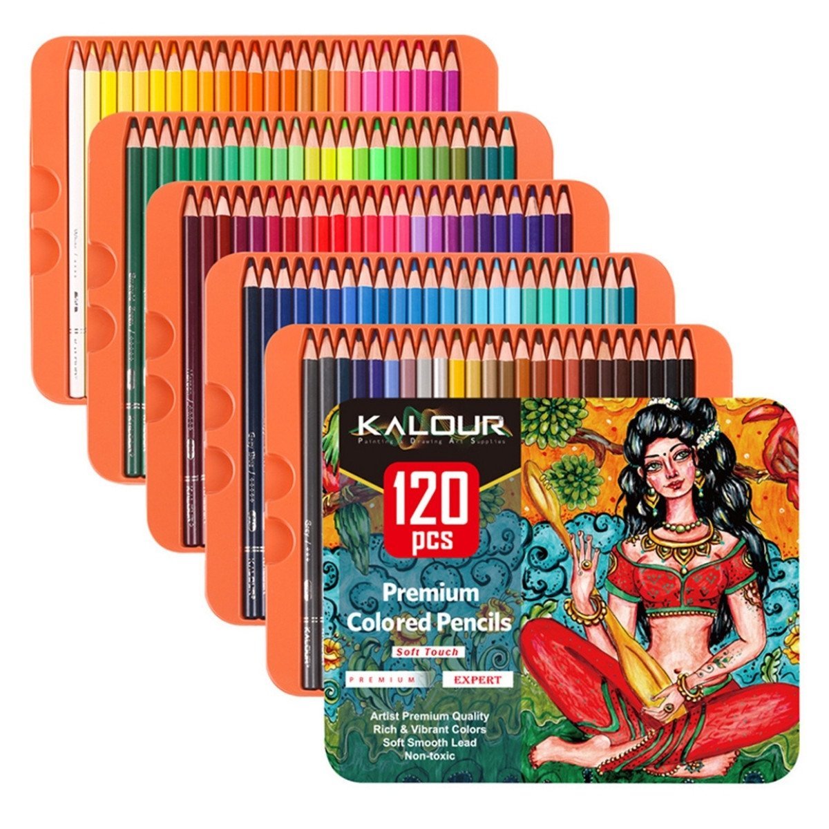 Kalour Kuru Boya Kalem Seti Metal Kutu 120li