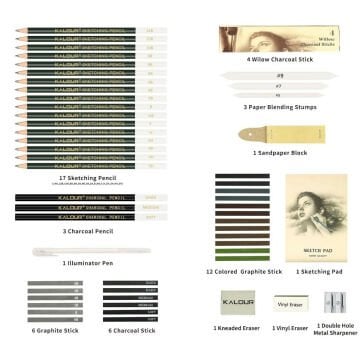 Kalour Sketching Eskiz Kalem Seti Ahşap Kutu 58li