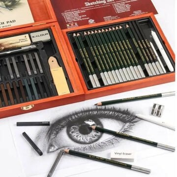 Kalour Sketching Eskiz Kalem Seti Ahşap Kutu 58li