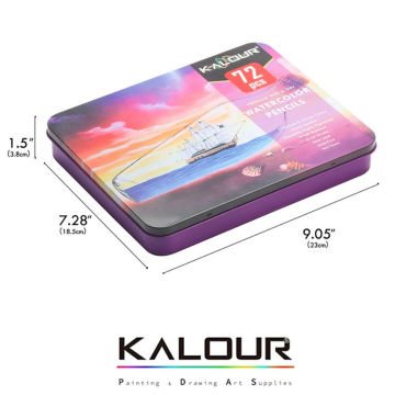 Kalour Aquarelle Sulu Boya Kalem Seti Metal Kutu 72li