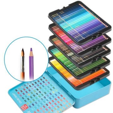 Kalour Aquarelle Sulu Boya Kalem Seti Metal Kutu 120li