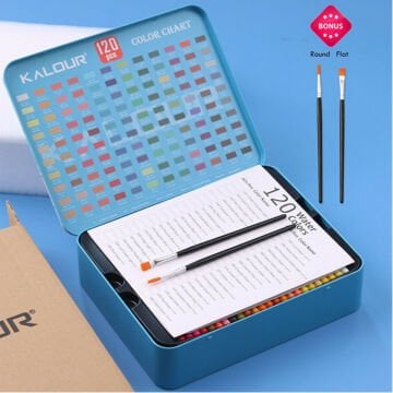 Kalour Aquarelle Sulu Boya Kalem Seti Metal Kutu 120li