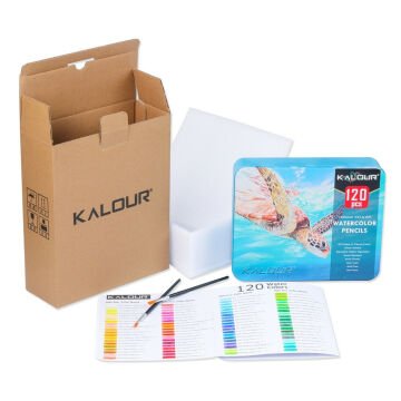 Kalour Aquarelle Sulu Boya Kalem Seti Metal Kutu 120li