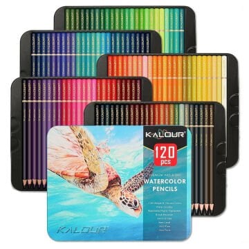 Kalour Aquarelle Sulu Boya Kalem Seti Metal Kutu 120li