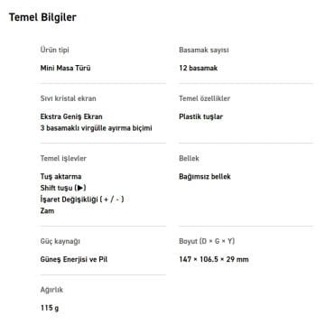 Casio Hesap Makinesi MX-12B-GN