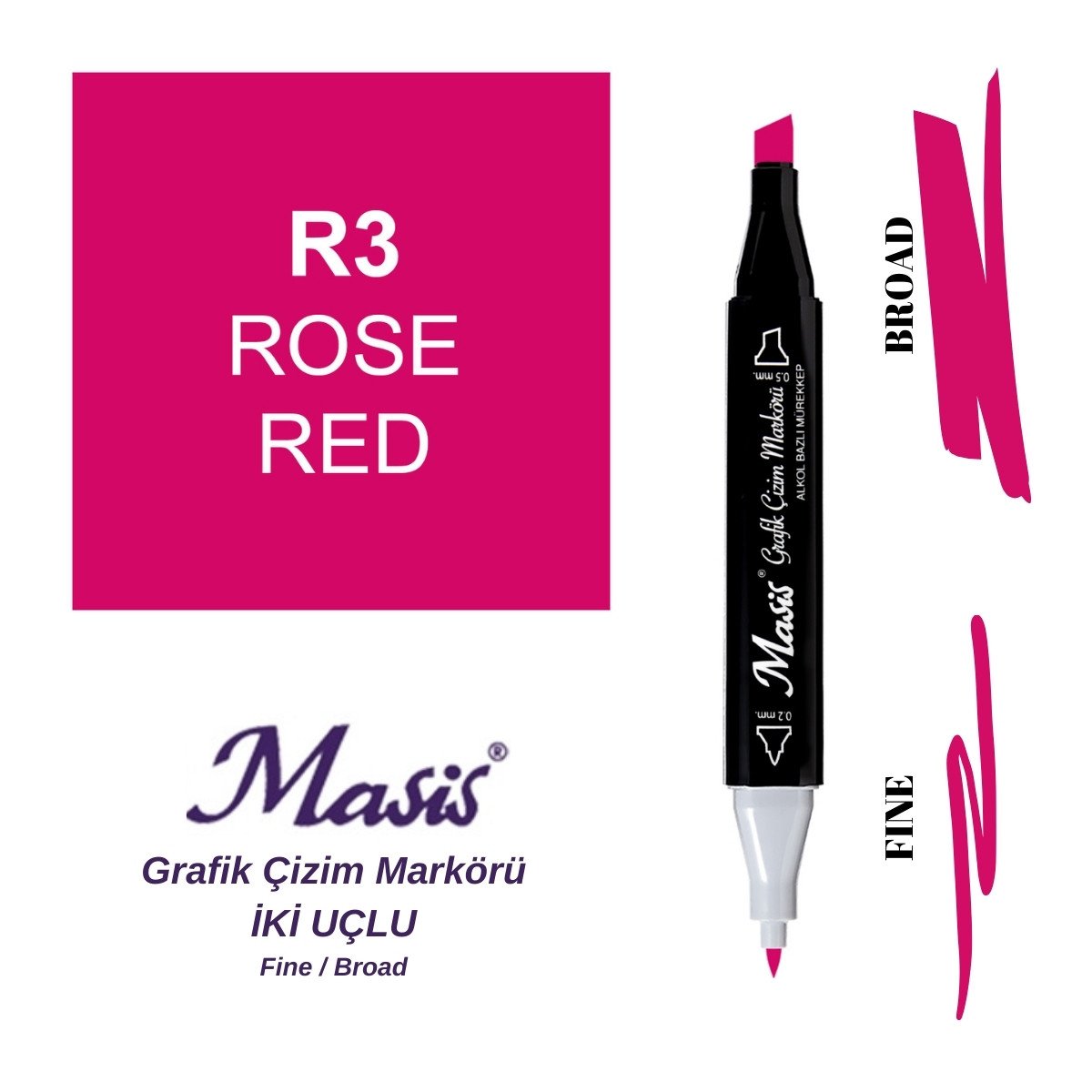 Masis Twin Çift Uçlu Marker Kalemi 3 Rose Red