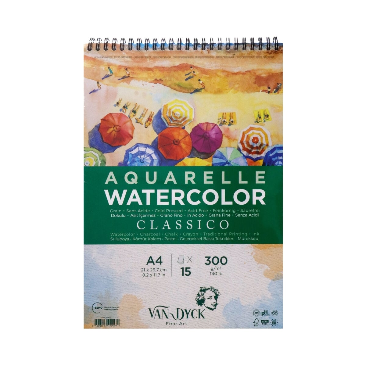 Van Dyck Aquarelle Sulu Boya Defteri Classico A4 300gr 15yp