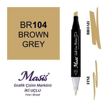 Masis Twin Çift Uçlu Marker Kalemi 104 Brown Grey
