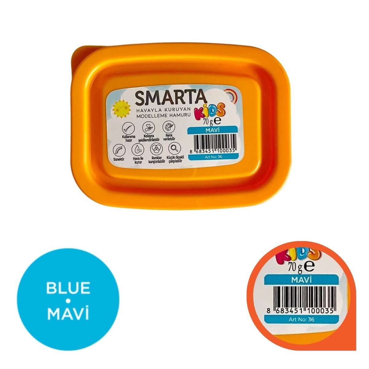 Smarta Kids Modelleme Hamuru 70gr Mavi