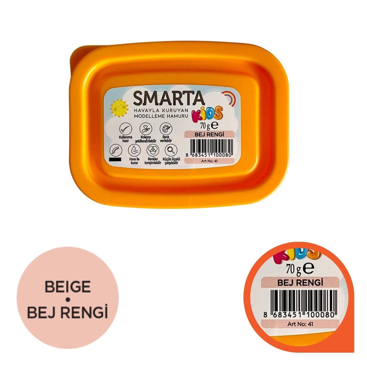 Smarta Kids Modelleme Hamuru 70gr Bej (Ten Rengi)