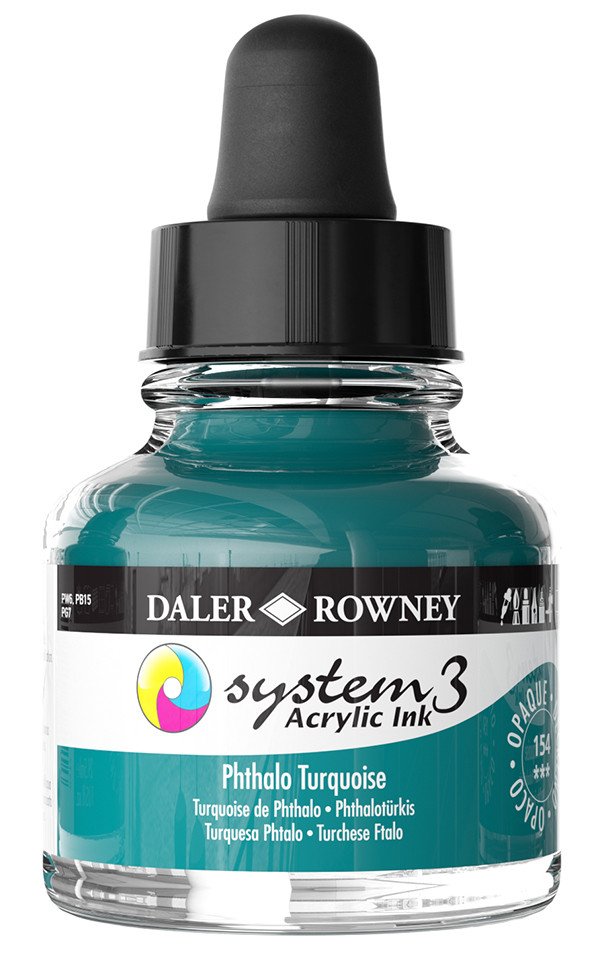 Daler Rowney System 3 Sıvı Akrilik Mürekkep Boya 29.5ml 154 Phthalo Turquoise