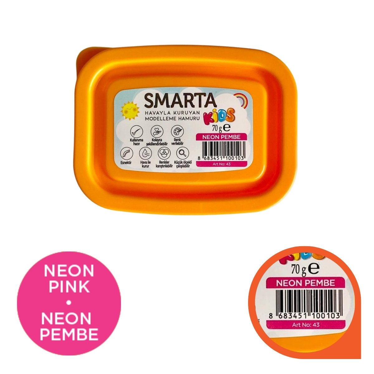 Smarta Kids Modelleme Hamuru 70gr Neon Pembe