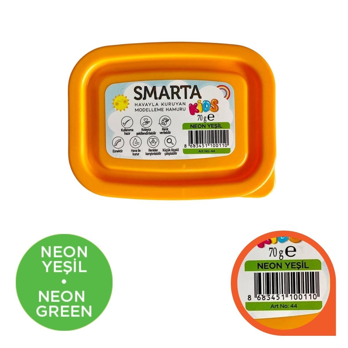 Smarta Kids Modelleme Hamuru 70gr Neon Yeşil