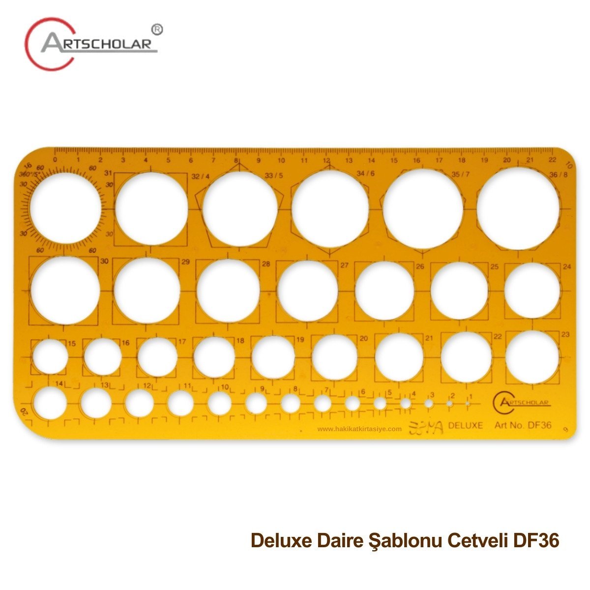 Artscholar Deluxe Daire Şablonu Cetveli 22cm