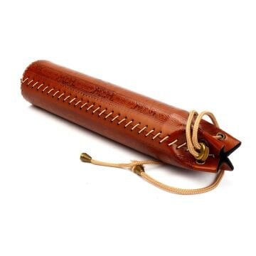 Suni Deri El Yapımı İpli Yuvarlak Kalemlik Açık Kahve