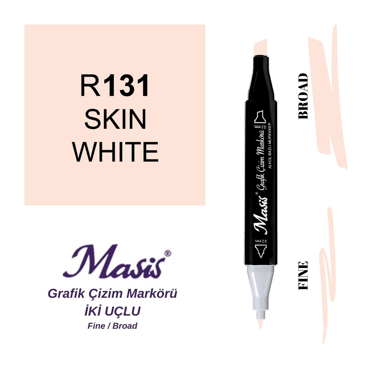 Masis Twin Çift Uçlu Marker Kalemi 131 Skin White