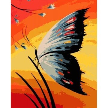 Sayılarla Boyama Seti - Numaralı Tuval Boyama 40x50cm - Mavi Kelebek