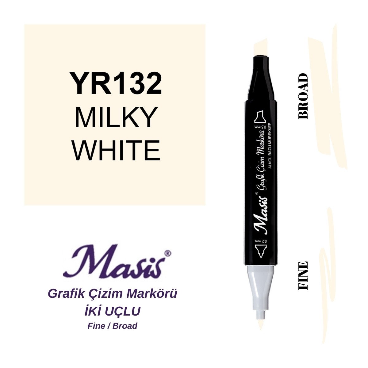 Masis Twin Çift Uçlu Marker Kalemi 132 Milky White