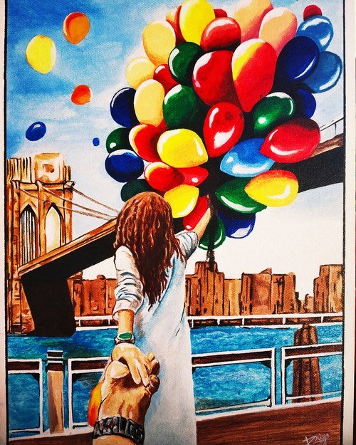 Sayılarla Boyama Seti - Numaralı Tuval Boyama 40x50cm - Uçan Balon