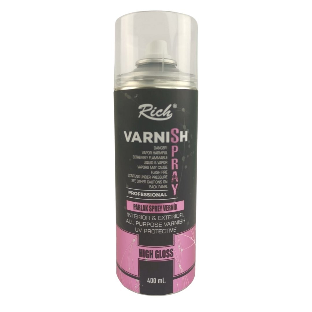 Rich Solvent Bazlı Sprey Vernik 400ml High Gloss Parlak
