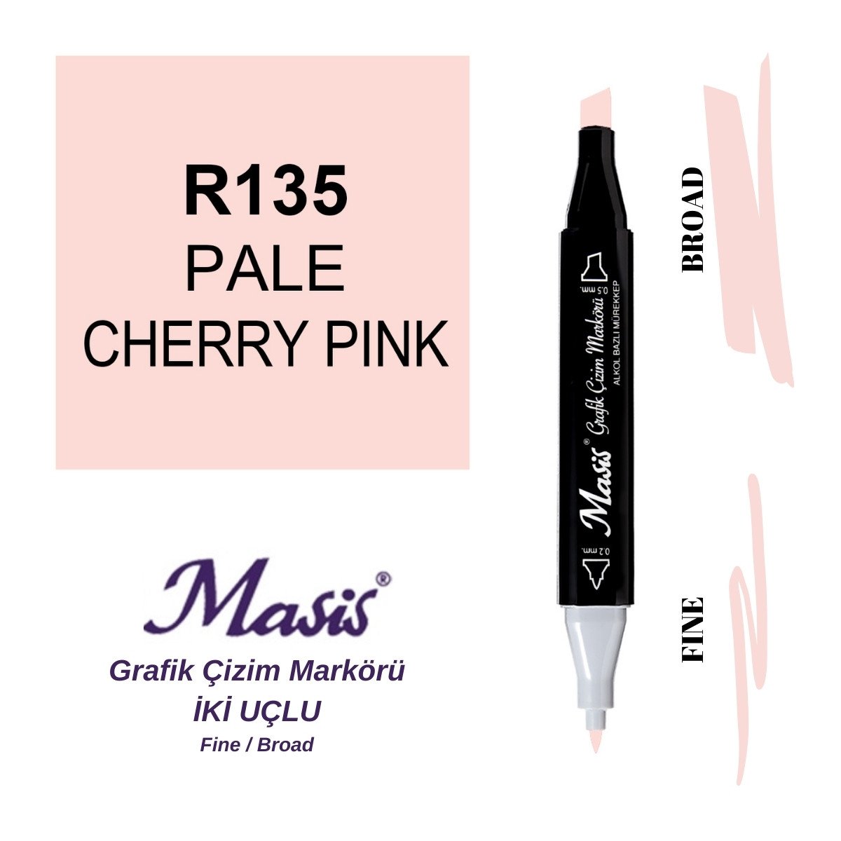 Masis Twin Çift Uçlu Marker Kalemi 135 Pale Cherry Pink