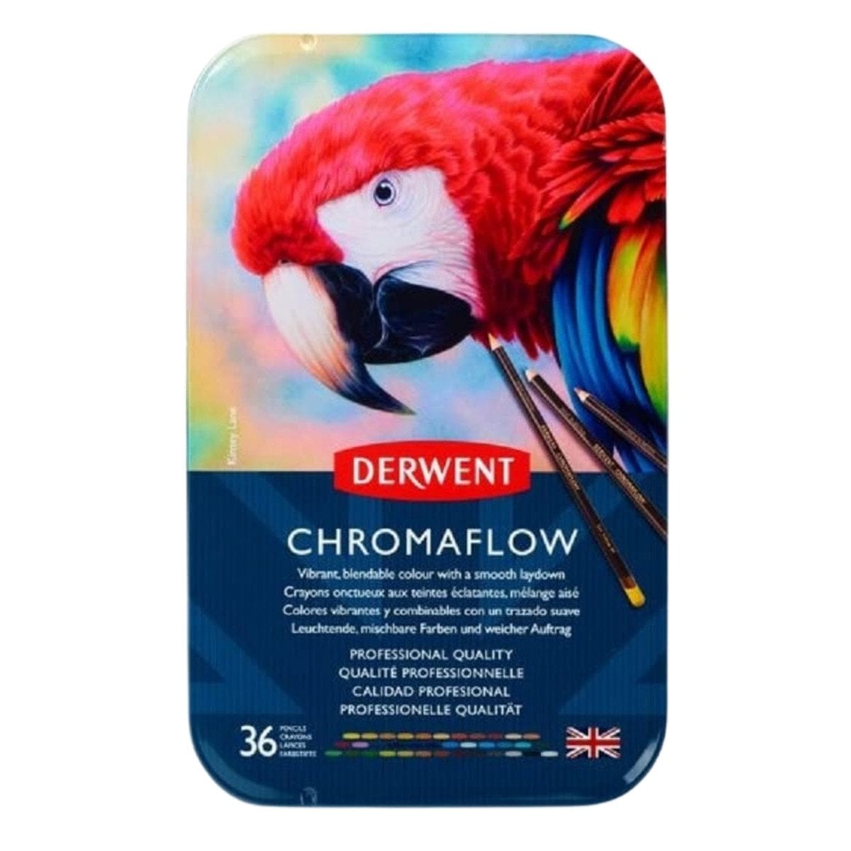 Derwent Chromaflow Kuru Boya Kalem Seti Metal Kutu 36lı