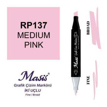 Masis Twin Çift Uçlu Marker Kalemi 137 Medium Pink