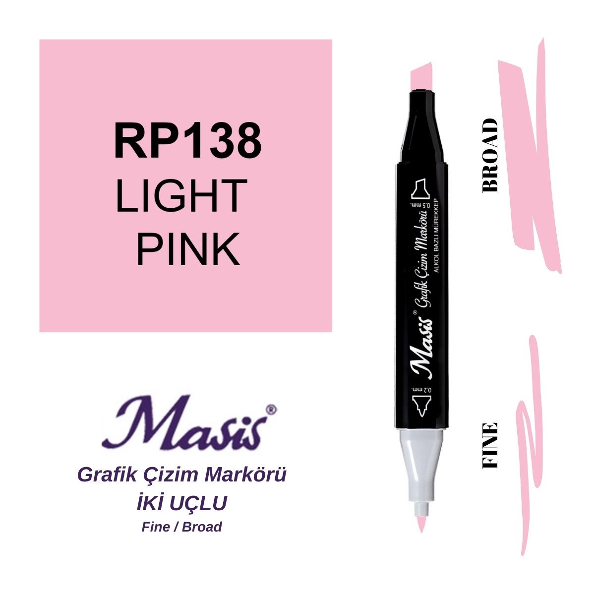 Masis Twin Çift Uçlu Marker Kalemi 138 Light Pink
