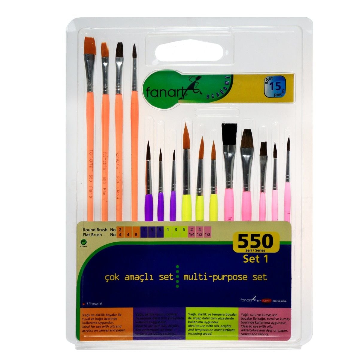Fanart Academy 550 Seri Fırça Seti 1 15li - 348,00 TL | Hakikat