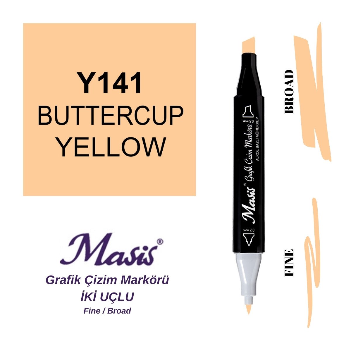 Masis Twin Çift Uçlu Marker Kalemi 141 Buttercup Yellow