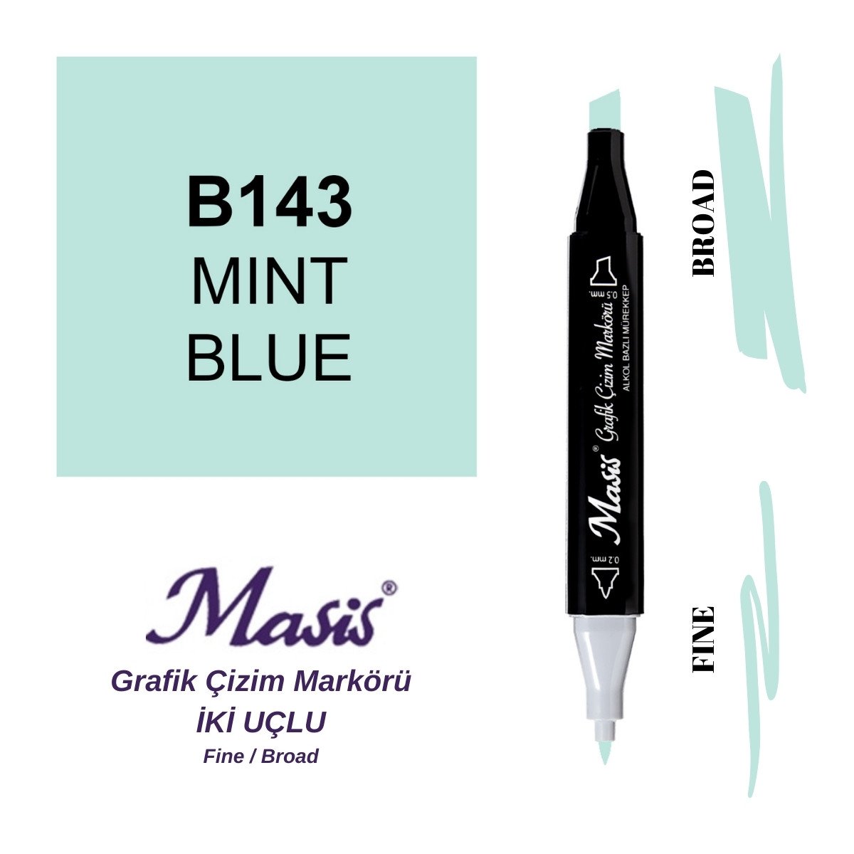 Masis Twin Çift Uçlu Marker Kalemi 143 Mint Blue