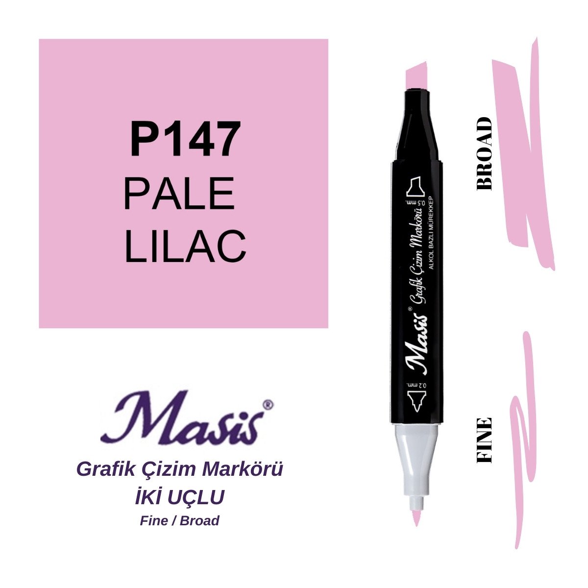 Masis Twin Çift Uçlu Marker Kalemi 147 Pale Lilac
