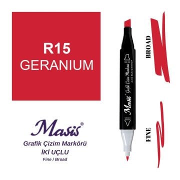 Masis Twin Çift Uçlu Marker Kalemi 15 Geranium