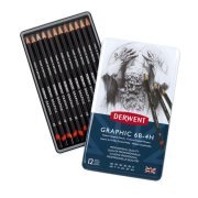 Derwent Graphic Dereceli Karakalem 12'li Set 6b 4h Arası Tonlar