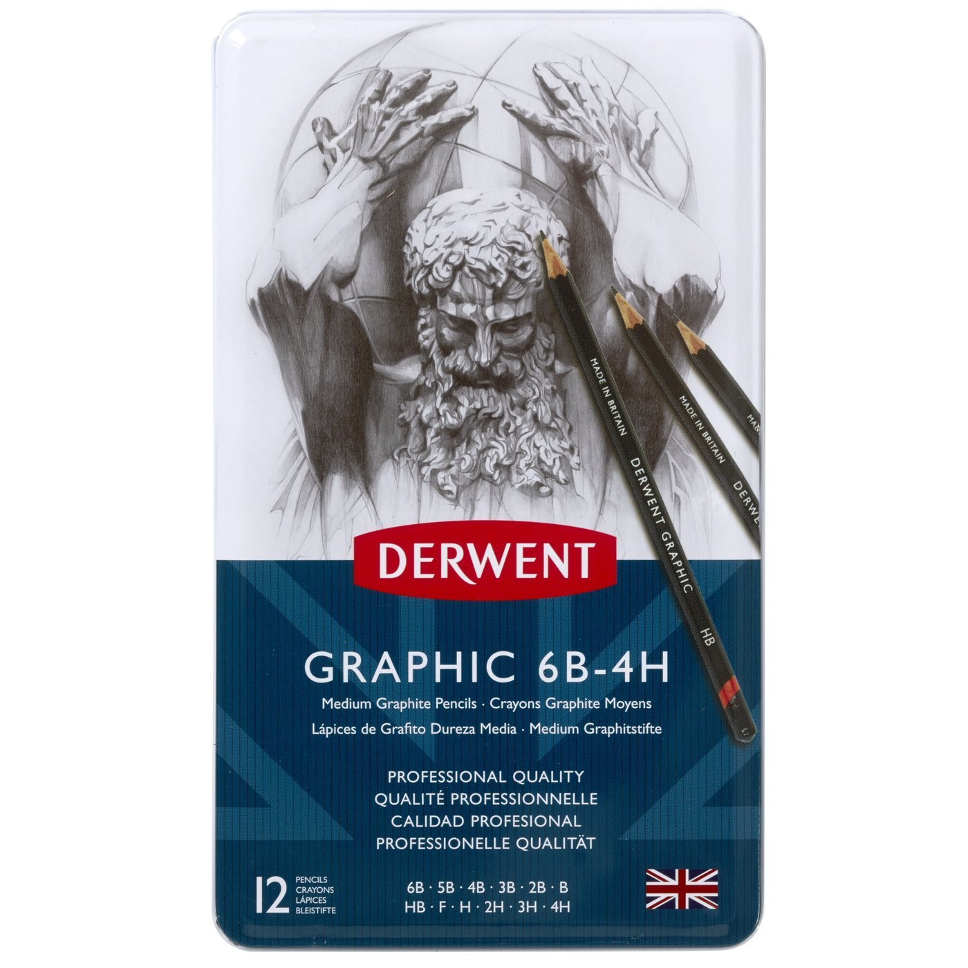 Derwent Graphic Dereceli Karakalem 12'li Set 6b 4h Arası Tonlar
