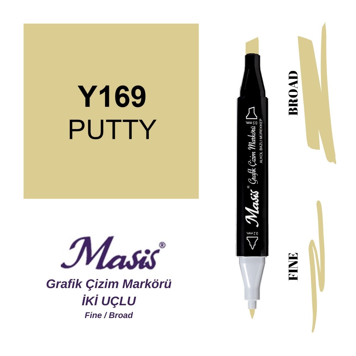 Masis Twin Çift Uçlu Marker Kalemi 169 Putty