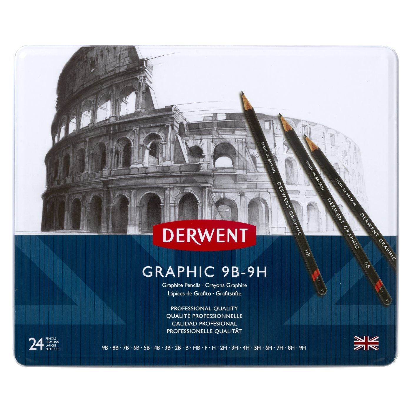Derwent Graphic Dereceli Karakalem 24'lü Set 9b 9h Arası Tonlar