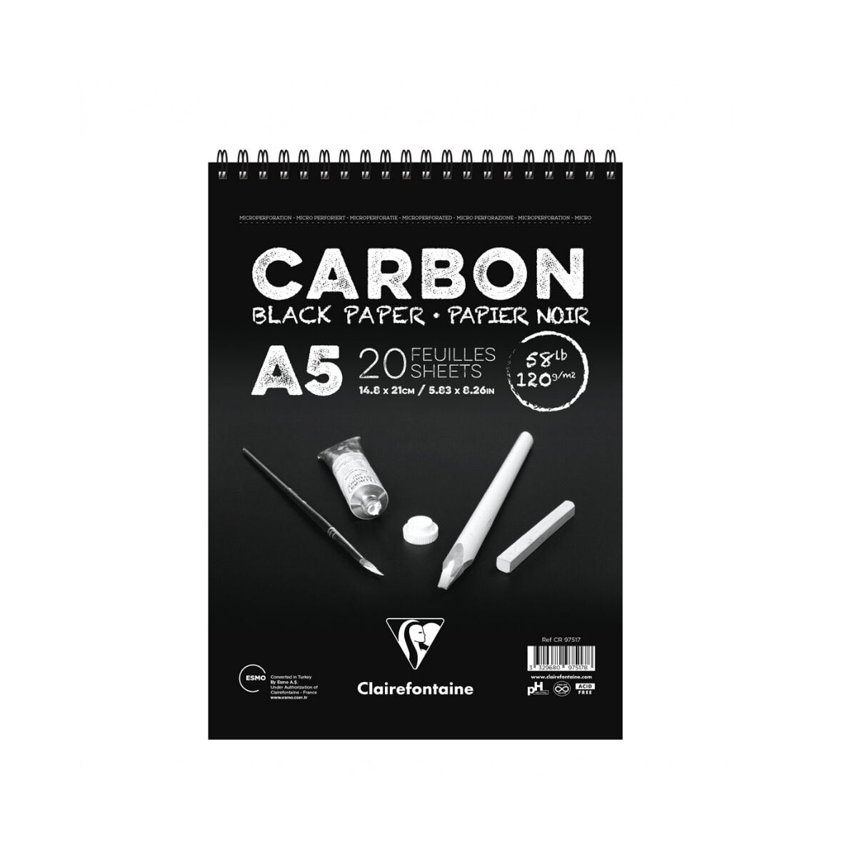 Clairefontaine Carbon Defter Spiralli A5 120gr 20yp Siyah