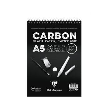 Clairefontaine Carbon Defter Spiralli A5 120gr 20yp Siyah