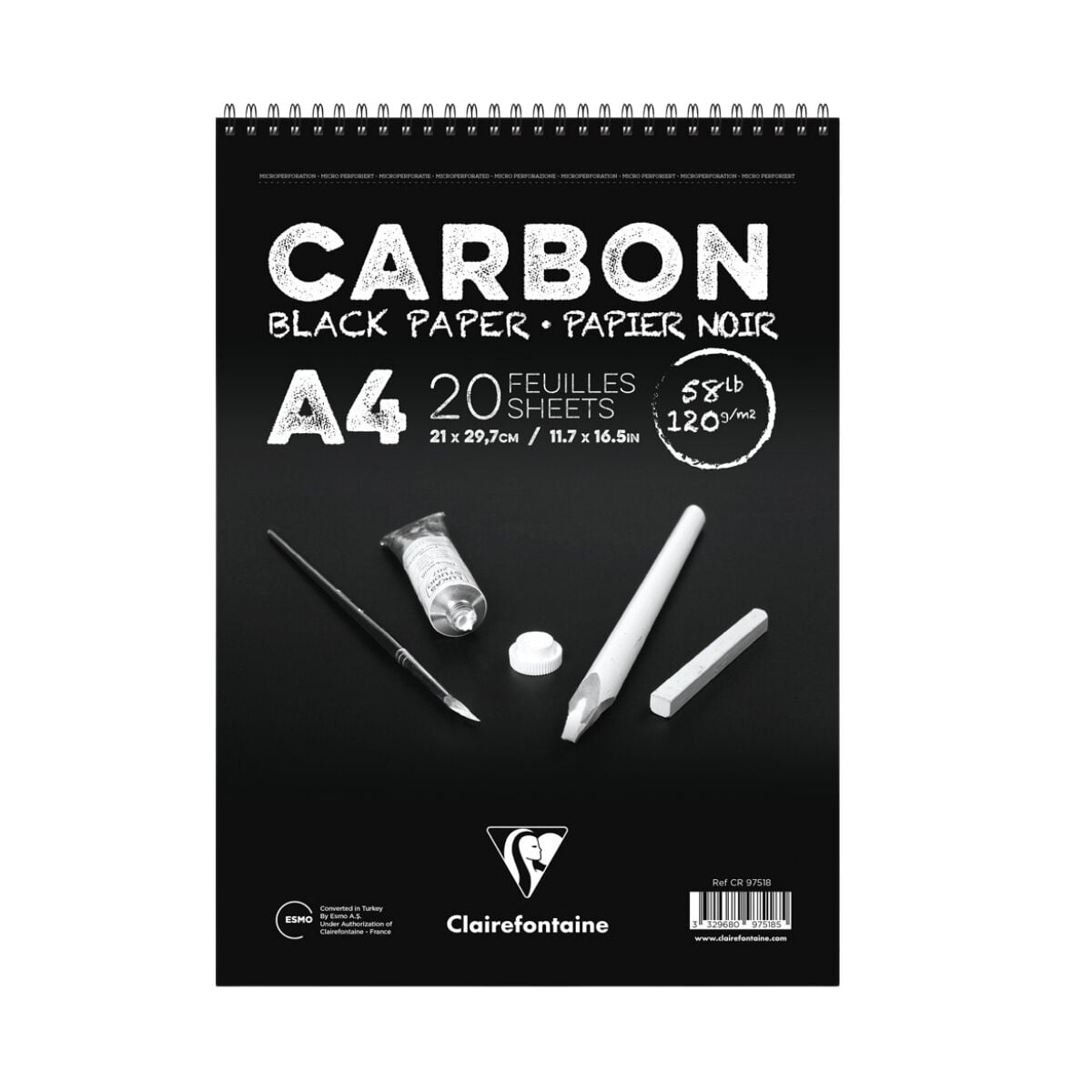 Clairefontaine Carbon Defter Spiralli A4 120gr 20yp Siyah