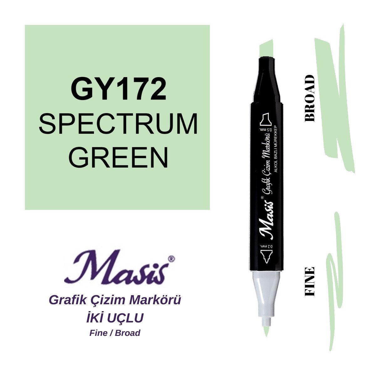 Masis Twin Çift Uçlu Marker Kalemi 172 Spectrum Green