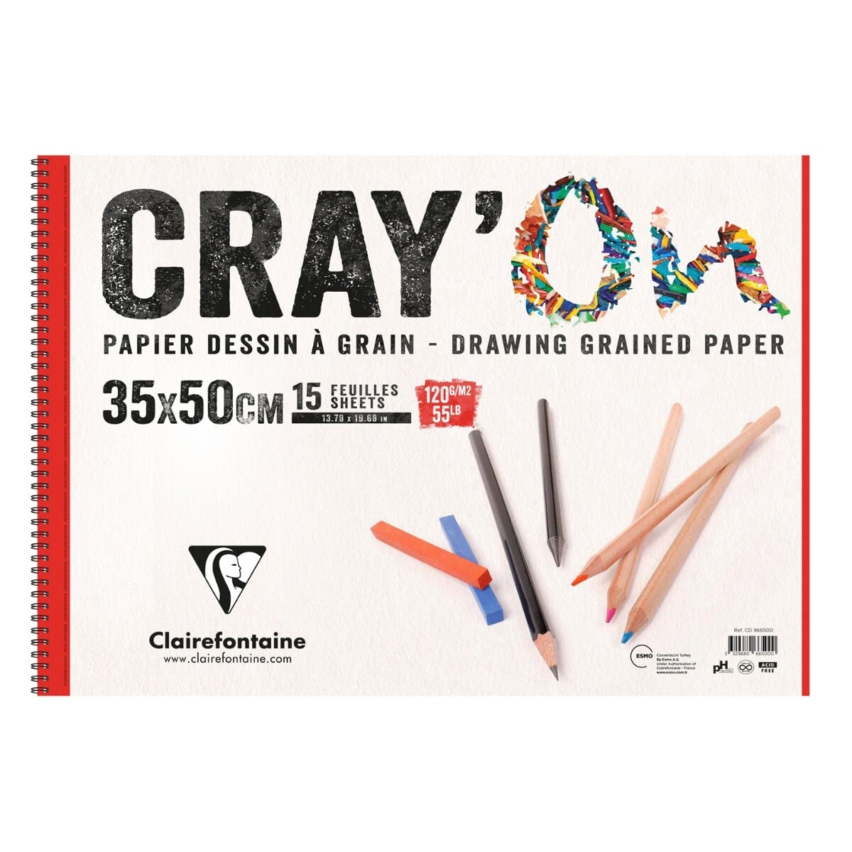 Clairefontaine Cray'on Çizim Blok Soldan Spiralli 35x50cm 120gr 15yp